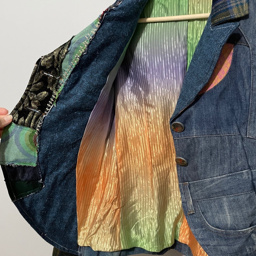 Desigual Denim Patchwork Blazer Jacket Women's EU… - image 6